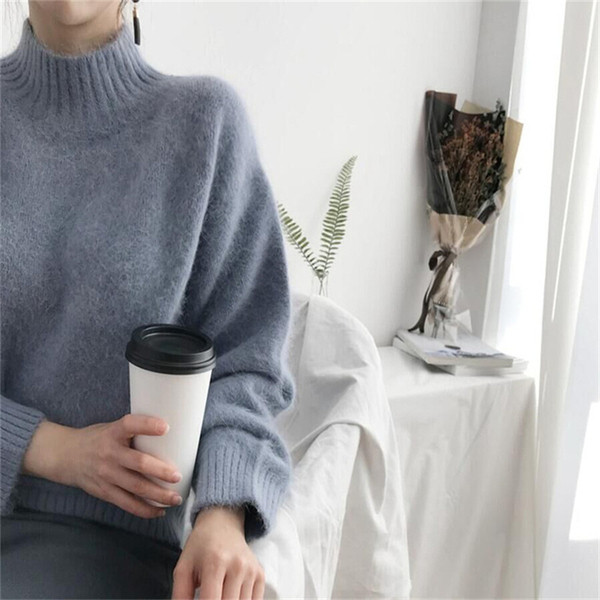 HIT Stílusos női pulóver magas gallérral, fehér és kék színben