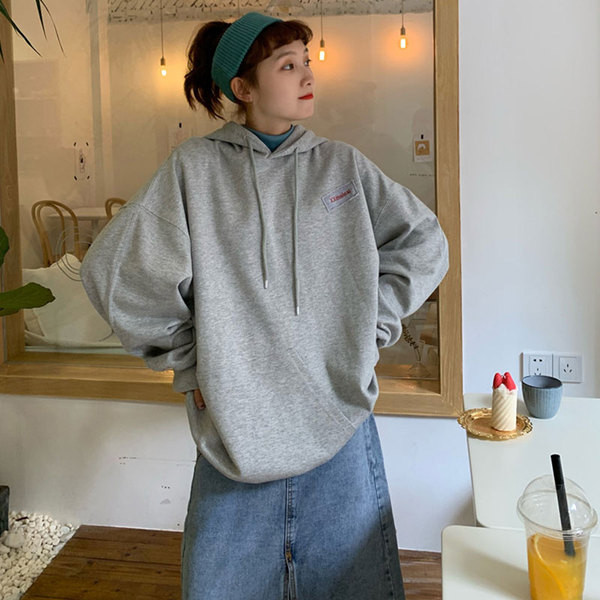 Hanorac pentru femei de zi cu zi, gri, cu glugă