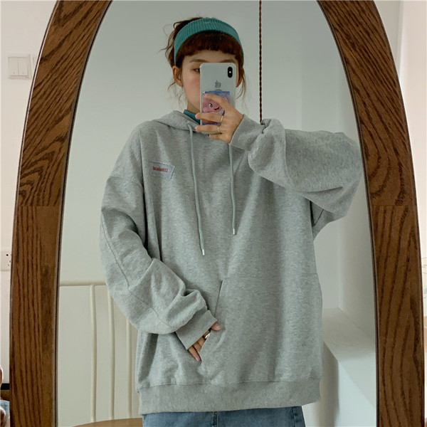 Hanorac pentru femei de zi cu zi, gri, cu glugă