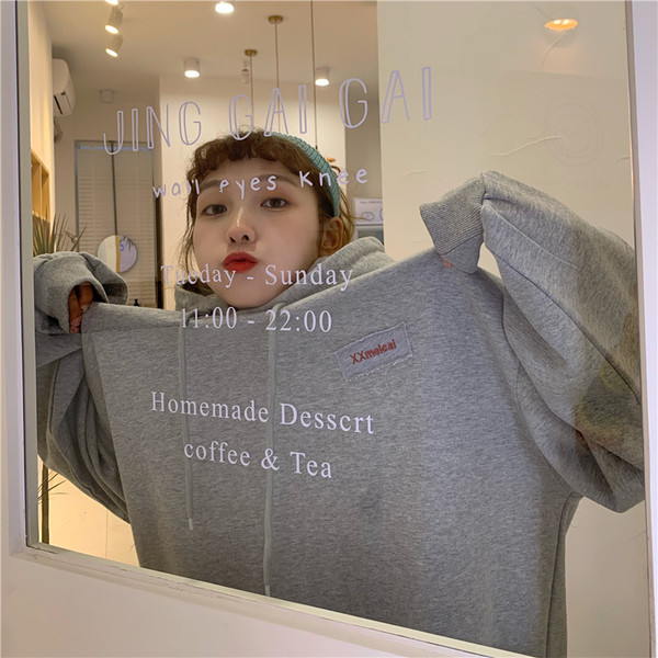 Hanorac pentru femei de zi cu zi, gri, cu glugă