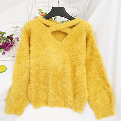 Pulover de damă modern din puf în diferite culori