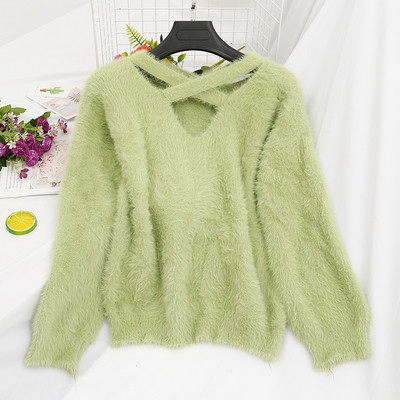 Pulover de damă modern din puf în diferite culori