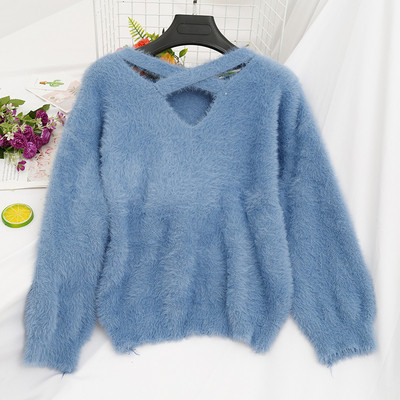 Pulover de damă modern din puf în diferite culori