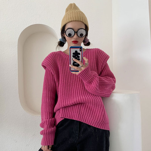 Pulover lung de damă în roz și verde