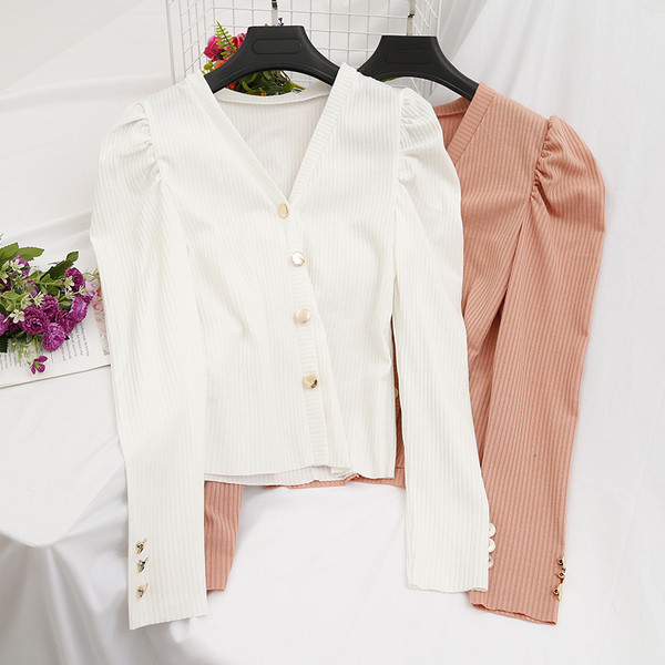 Bluza casual dama cu nasturi si decolteu spitz in mai multe culori