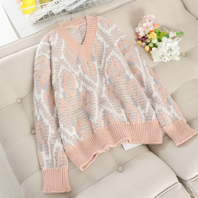 Pulover de dama cu decolteu spitz in doua culori