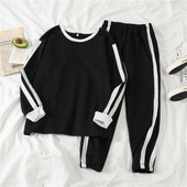 Set sport pentru femei din două părți cu margine alb-negru