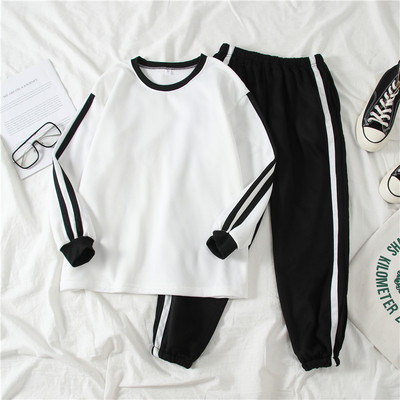 Set sport pentru femei din două părți cu margine alb-negru