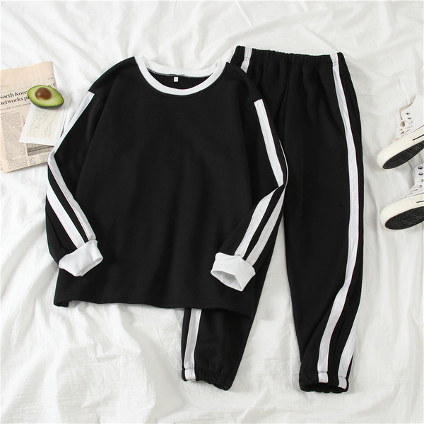 Set sport pentru femei din două părți cu margine alb-negru