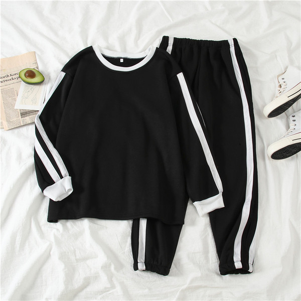 Set sport pentru femei din două părți cu margine alb-negru