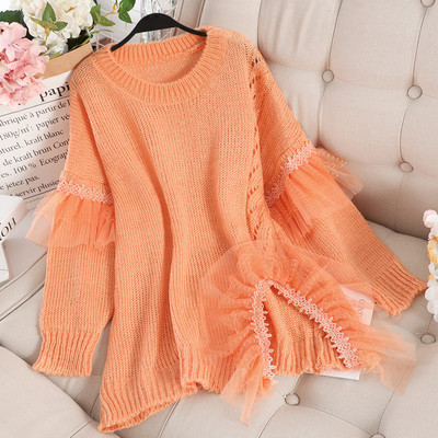 Modern női pulóver tüll és csipke többféle színben