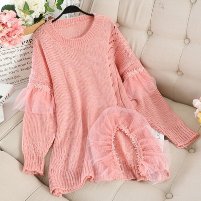 Modern női pulóver tüll és csipke többféle színben