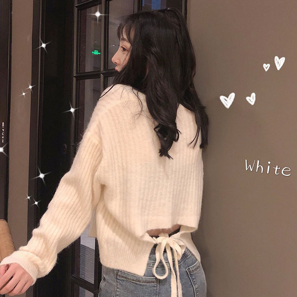 Női rövid pulóver két színben megkötős