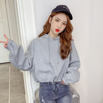 Modern női pulóver kapucnival több színben - rövid modell