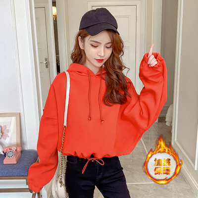 Modern női pulóver kapucnival több színben - rövid modell