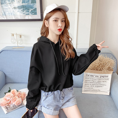 Modern női pulóver kapucnival több színben - rövid modell