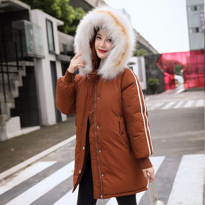 Jachetă lungă casual de damă, cu glugă și puf în trei culori