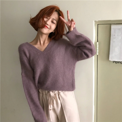 Rózsaszín és lila színű női blúz spitz nyakkivágással