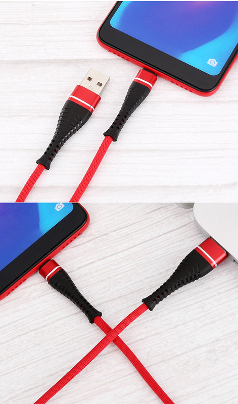 Android καλώδιο φόρτισης και μεταφοράς δεδομένων κινητού τηλεφώνου - USB TYPE-C σε κόκκινο χρώμα