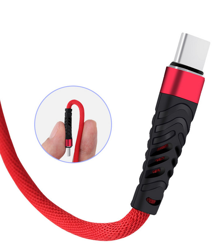 Android καλώδιο φόρτισης και μεταφοράς δεδομένων κινητού τηλεφώνου - USB TYPE-C σε κόκκινο χρώμα