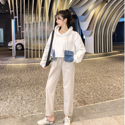 Set hanorac lat si pantaloni in doua culori