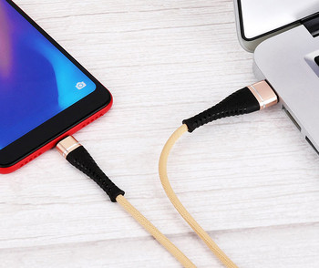 Високоскоростен USB кабел TYPE-C за бързо зареждане на смартфони Android в златист цвят