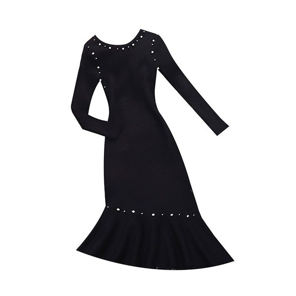 Rochie moderna de dama asimetrica cu perle si decolteu oval in mai multe culori