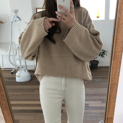 Pulover de dama modern cu decolteu rotund si maneci largi in mai multe culori