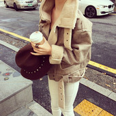 NOU Palton modern de damă cu căptușeală moale în bej și negru