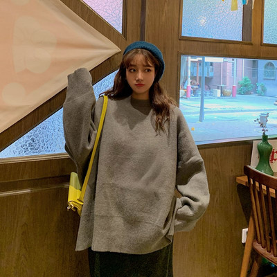 Pulover de dama cu decolteu rotund model larg in mai multe culori