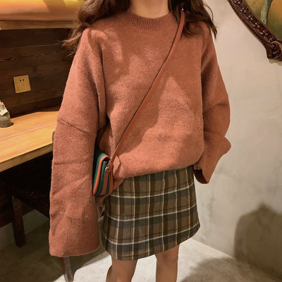 Pulover de dama cu decolteu rotund model larg in mai multe culori