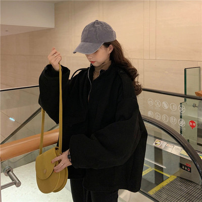 Geaca casual dama model larg in bej si negru