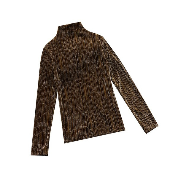 Modern női blúz magas gallérral, ezüst és arany színben