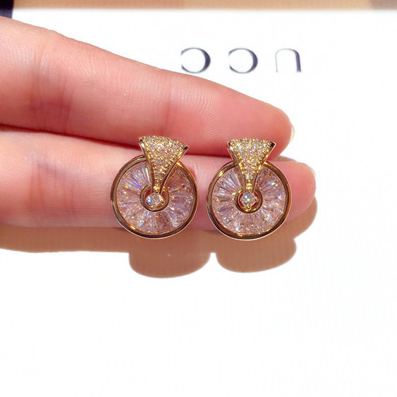 Stílusos női fülbevaló kerek formában - ezüst és arany színben