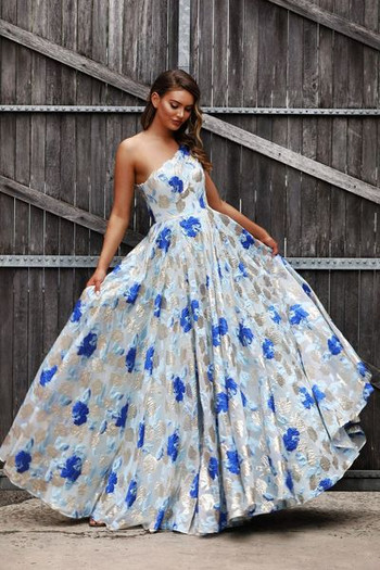 Casual γυναικείο φόρεμα μακρύ με floral μοτίβο σε γκρι χρώμα