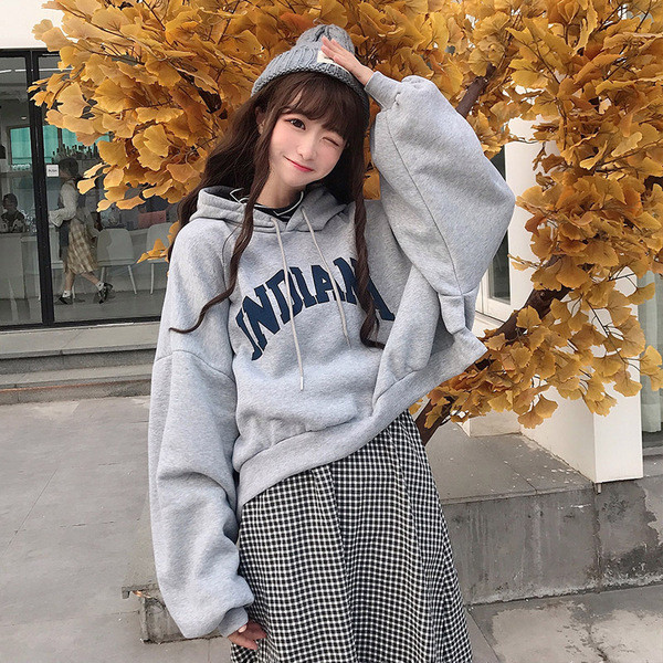 Casual γυναικεία μπλούζα με κουκούλα και γράμματα