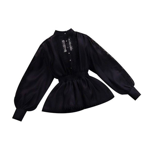 Modern női ing hímzéssel és gyöngyökkel, fehér és fekete színben