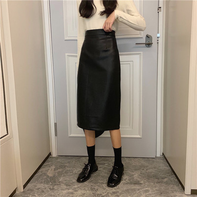 Fusta de dama de actualitate din piele ecologica cu talie inalta in trei culori