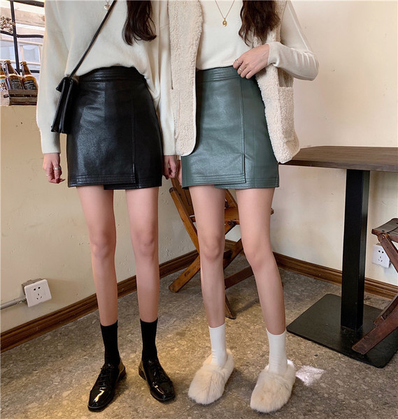 Fusta scurta de dama actuala in doua culori de piele ecologica