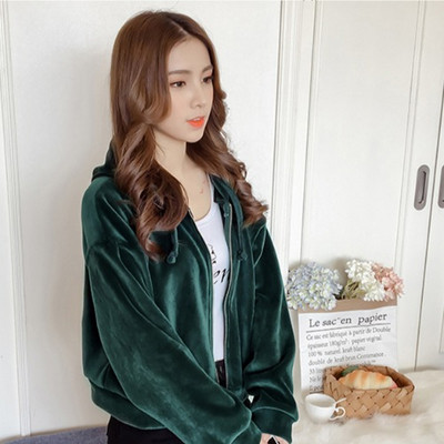 Νέο μοντέλο γυναικείο φούτερ  με κουκούλα με φερμουάρ σε μαύρο, πράσινο και καφέ χρώμα