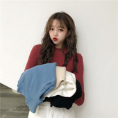 Bluză casual de damă în mai multe culori cu guler semiînalt