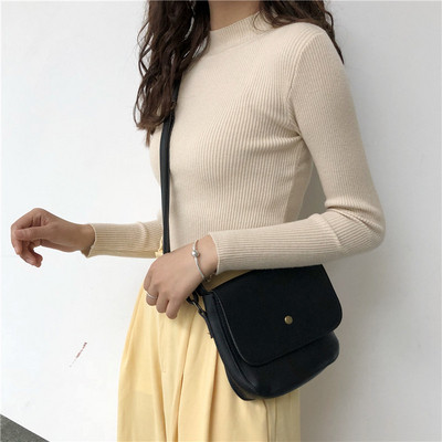 Bluză casual de damă în mai multe culori cu guler semiînalt