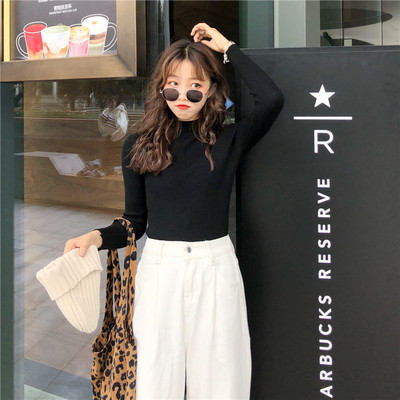 Bluză casual de damă în mai multe culori cu guler semiînalt