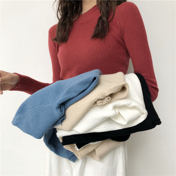 Bluză casual de damă în mai multe culori cu guler semiînalt