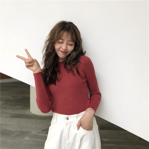 Bluză casual de damă în mai multe culori cu guler semiînalt