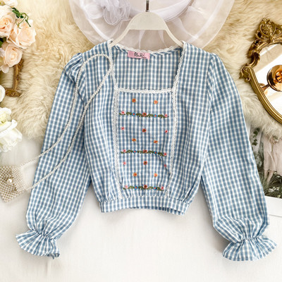 Női kockás ing három színben hímzéssel