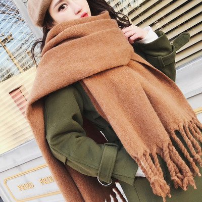 Нов модел зимен дамски шал с ресни в няколко цвята