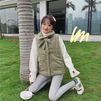 Vesta de dama moderna in trei culori cu buzunare si guler inalt