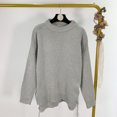 Μακρύ και φαρδύ πουλόβερ με κορδόνια σε τρία χρώματα