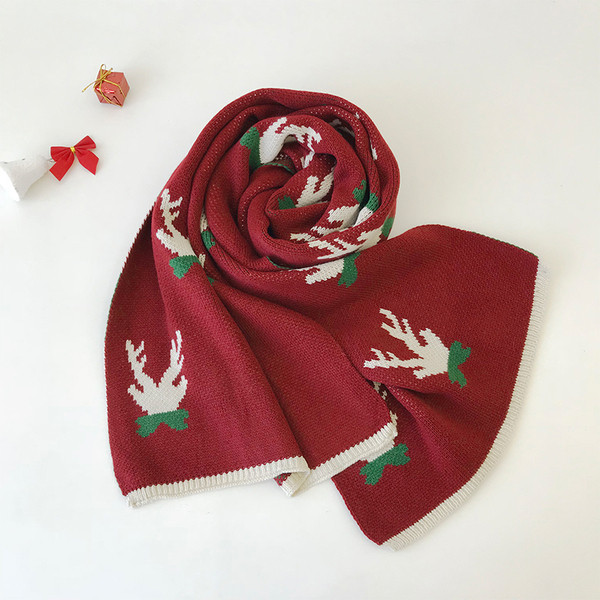 Női téli sál karácsonyi motívumokkal bordó színben